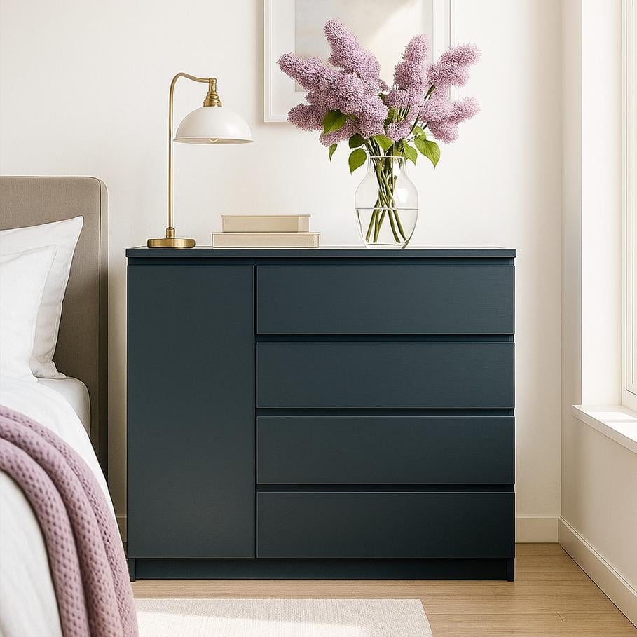 Комод Майстер Форм Брайт ДСП лівосторонній телескопічні напрямні 1000х376х950 мм Антрацит (20114)