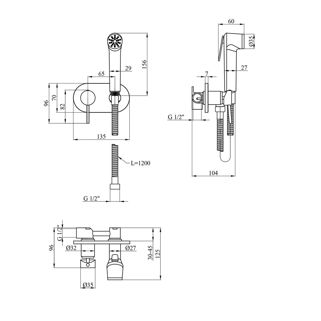 Гігієнічний душ зі змішувачем Kroner KRP Bidet C086 (CV031552) - фото 7