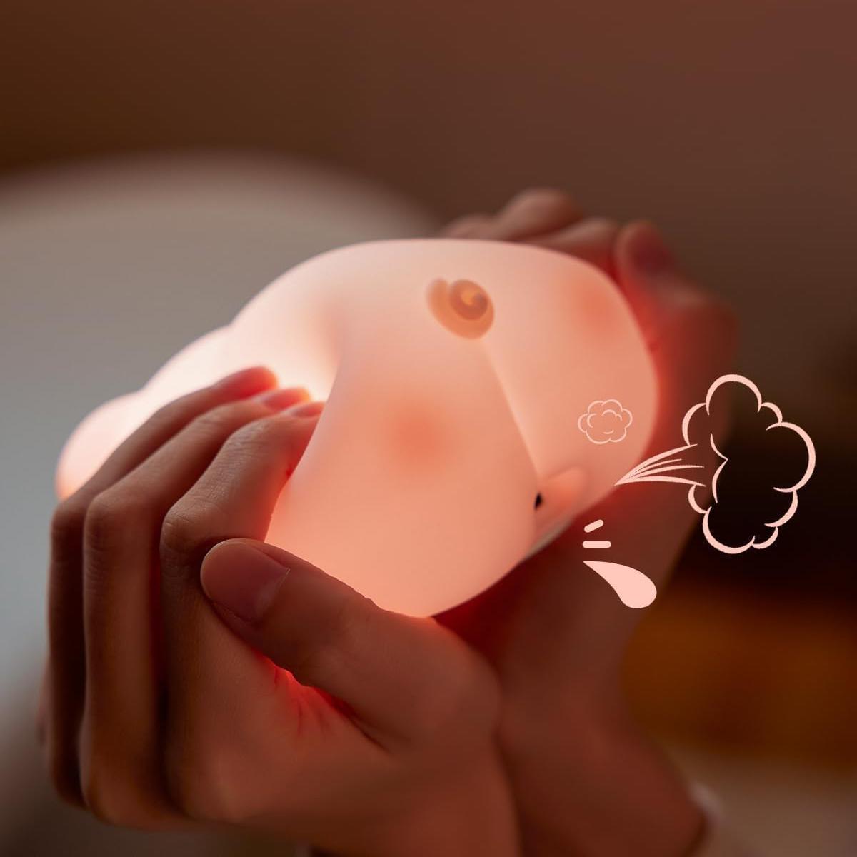Ночник Поросенок силиконовый с регулировкой яркости таймером аккумулятором с USB зарядкой (25149401) - фото 5 Ночник Поросенок силиконовый с регулировкой яркости таймером аккумулятором с USB зарядкой (25149401) - фото 5
