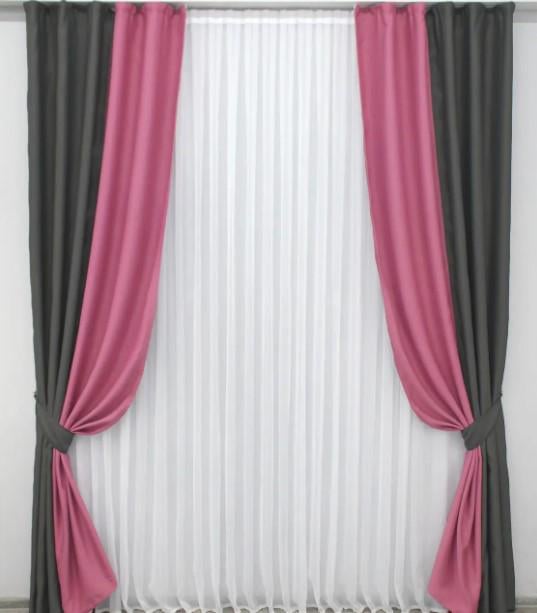 Комплект штор блекаут 1,4х2,7 м 2 шт. Графитовый/Малиновый (014дк/793-1142ш)