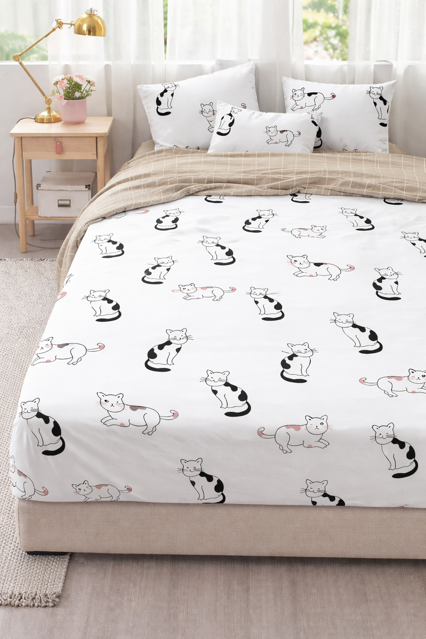 Простынь Vilenna Котики ранфорс 200х220 см Простынь Vilenna Котики ранфорс 200х220 см