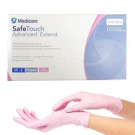 Перчатки нитриловые Medicom SafeTouch Advanced текстурированные без пудры 3,6 г M 100 шт. Розовый