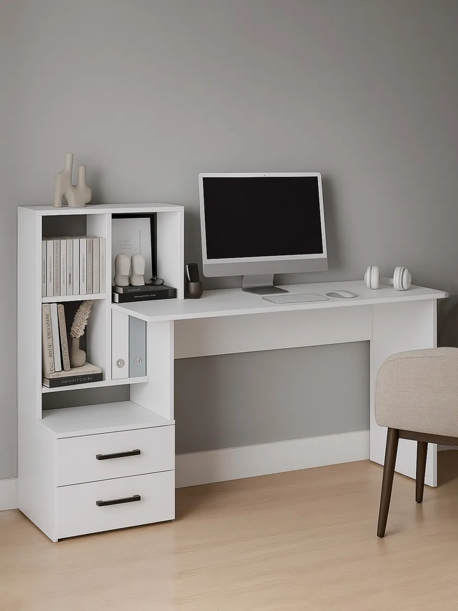 Письмовий стіл із секціями для зберігання Klick-System СЛТ - 13 Білий (СЛТ-13-Бл) Письмовий стіл із секціями для зберігання Klick-System СЛТ - 13 Білий (СЛТ-13-Бл)