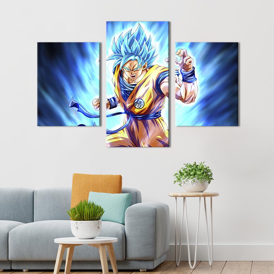 Картина для интерьера Son Goku, blue flames 96x60 см (708-32)