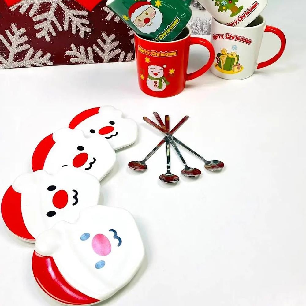 Чашка новогодняя с крышкой и ложкой Снеговик керамика 380 мл - фото 9 Чашка новогодняя с крышкой и ложкой Снеговик керамика 380 мл - фото 9