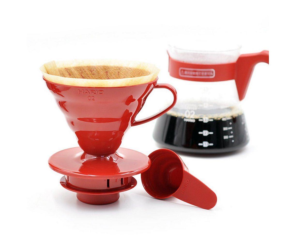 Набір Пуровер Hario V60 02 пластик Red/сервірувальний заварник зі скла - фото 2 Набір Пуровер Hario V60 02 пластик Red/сервірувальний заварник зі скла - фото 2