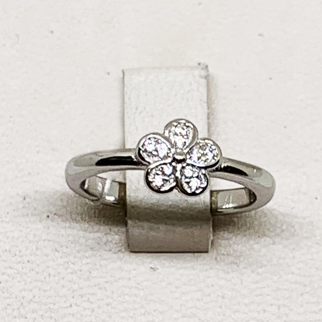 Кольцо серебряное Цветочек с кубическим цирконием р. 15,5 2,34 г (1717085836)