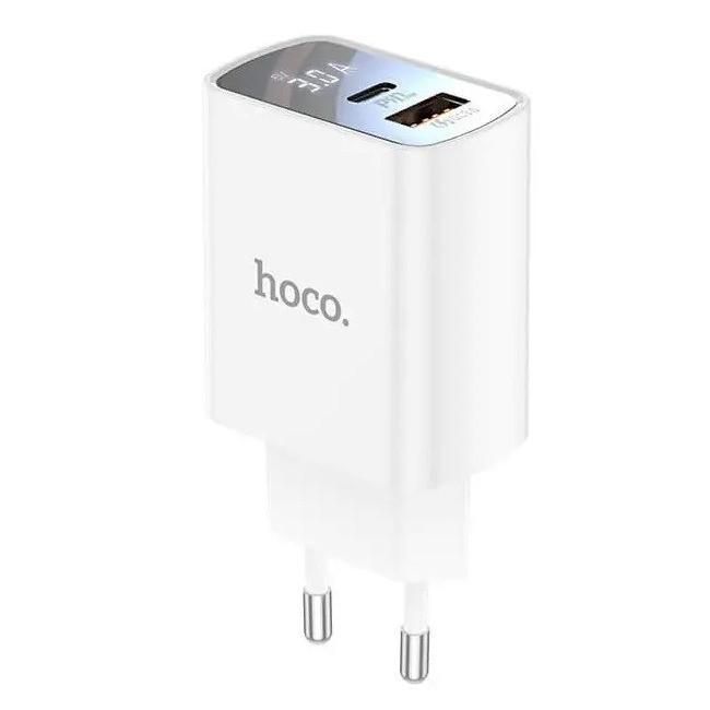 Зарядка Usb з дисплеєм HOCO DC27 USB Type-C 20W 3A PD QC White (019213)