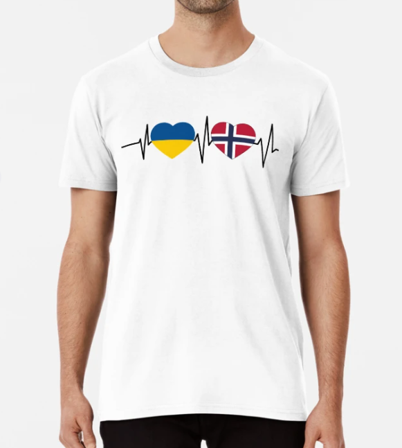 Футболка чоловіча патріотична Stedman з принтом Норвегія та Україна XXL Білий (22844100)