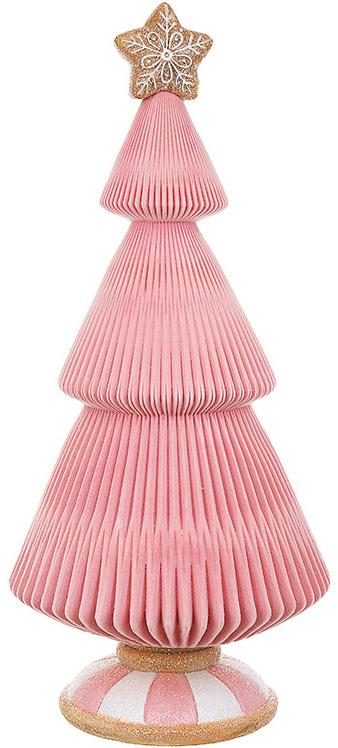 Фигура декоративная Зефирно-Пряничная Елка с флоковым напылением 44 см Розовый