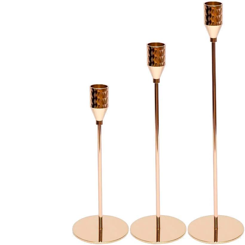 Набор подсвечников BonaDi металлических 20/26/30 см 3 шт. Золото (13425500)