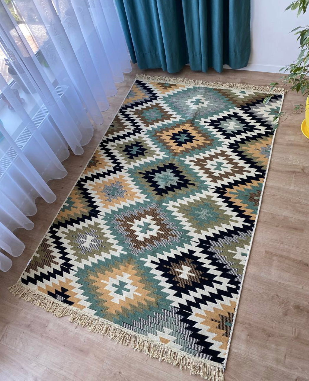 Плетений двосторонній килим Shana Zummi 120x180 см Зелений
