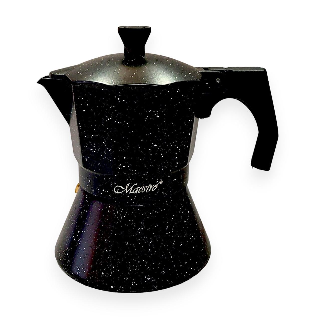 Кофеварка гейзерная Maestro #1667-3 с мраморным покрытием и индукционным дном на 3 чашки 150 мл (205200-3)