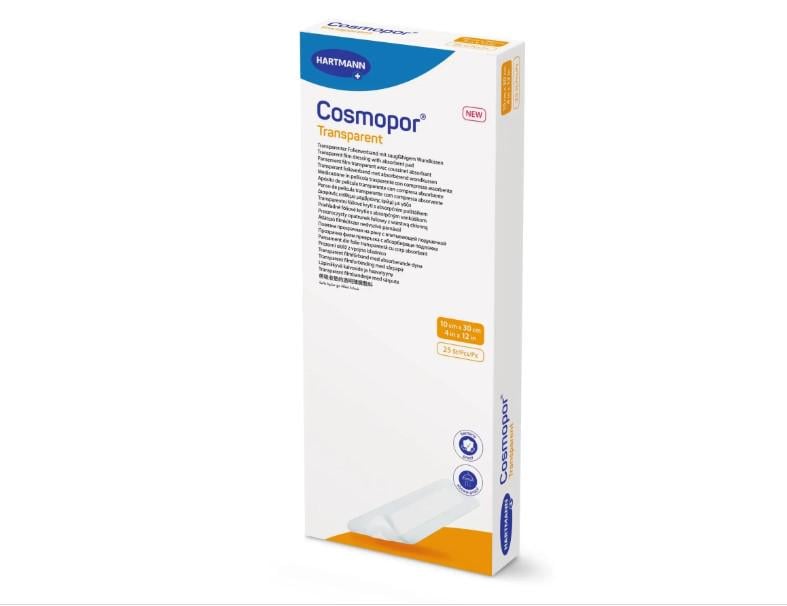 Пов’язка плівкова з абсорбуючою подушечкою Cosmopor Transparent 10х30 см Прозорий
