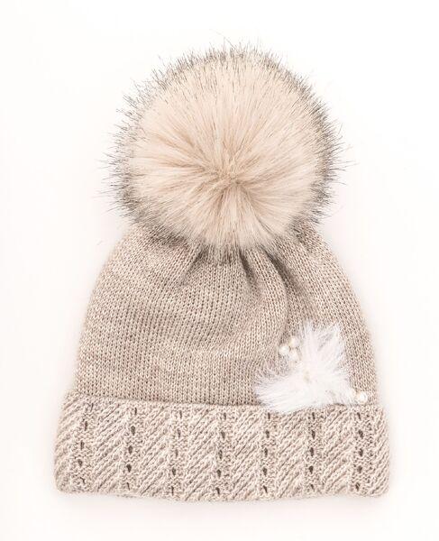 Шапка дитяча для дівчаток Батерфляй D832 фліс 44-48 см Бежевий