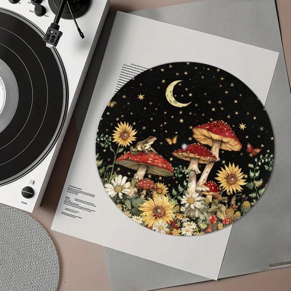 Сліпмат для вінілового програвача з повсті Мухомори Чорний - фото 2