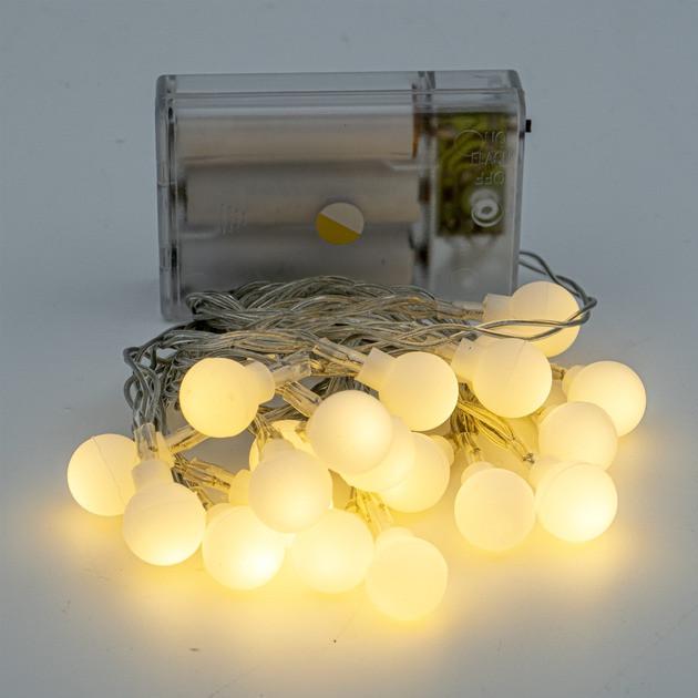 Гирлянда с шариками LED 3 м на батарейках Желтый (2479515524)