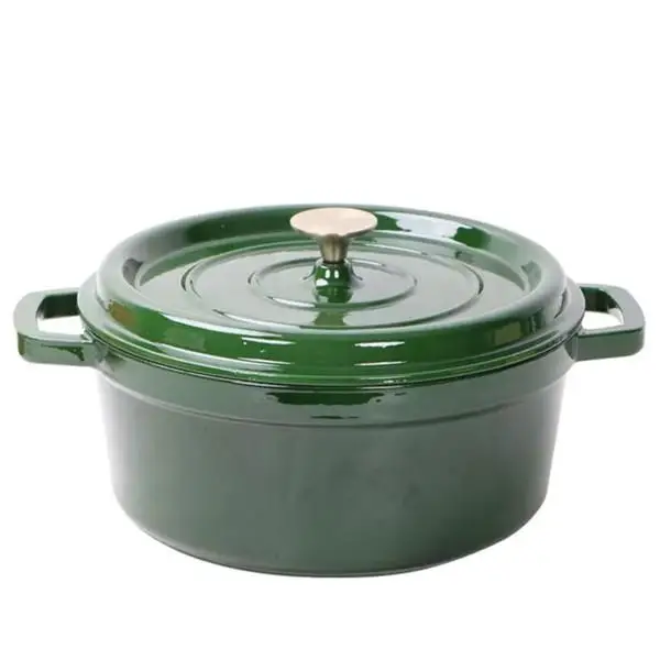 Кастрюля чугунная эмалированная с крышкой 3,5 л Ø24 см Зеленый (HP-1-1)