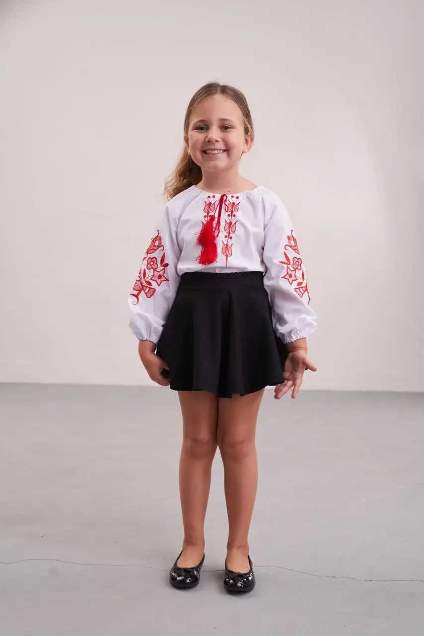 Вышиванка для девочки Птица в цветах 116 см (rd241) - фото 5 Вышиванка для девочки Птица в цветах 116 см (rd241) - фото 5