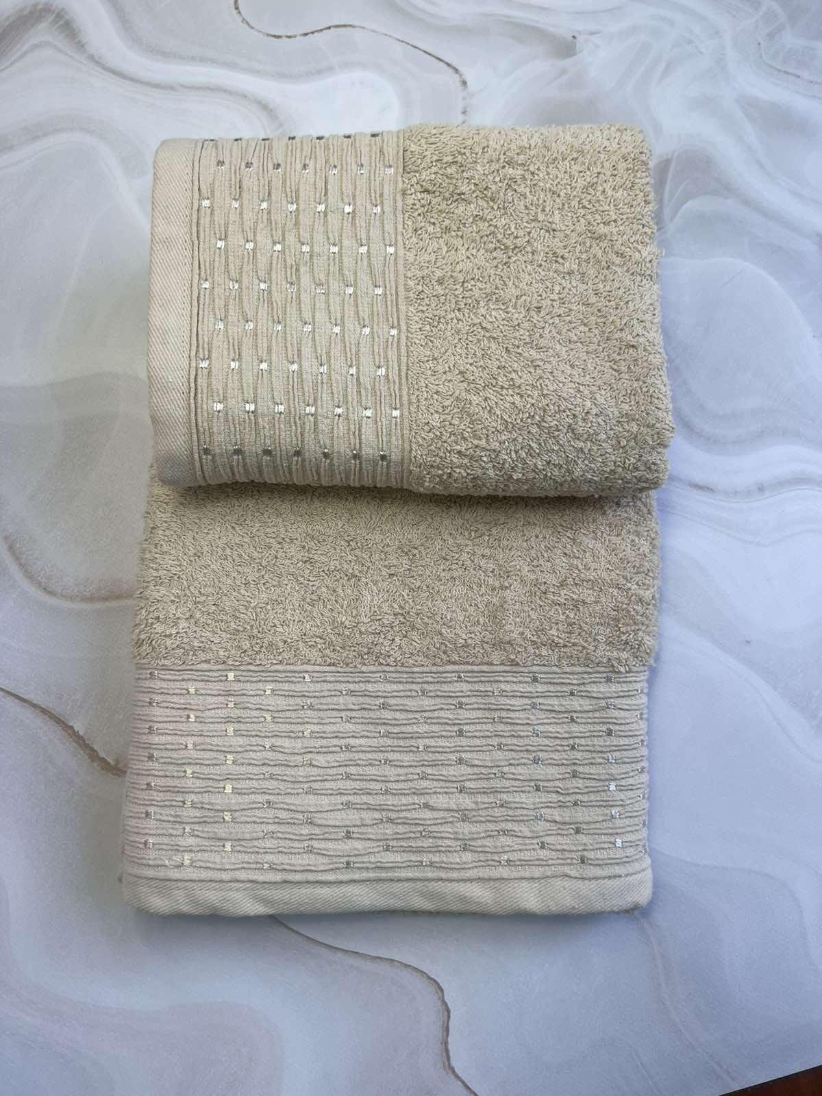 Набір рушників банне та для обличчя 70х40 см/50х90 см 2 шт. Бежевий (mame2v1nokta-bej)