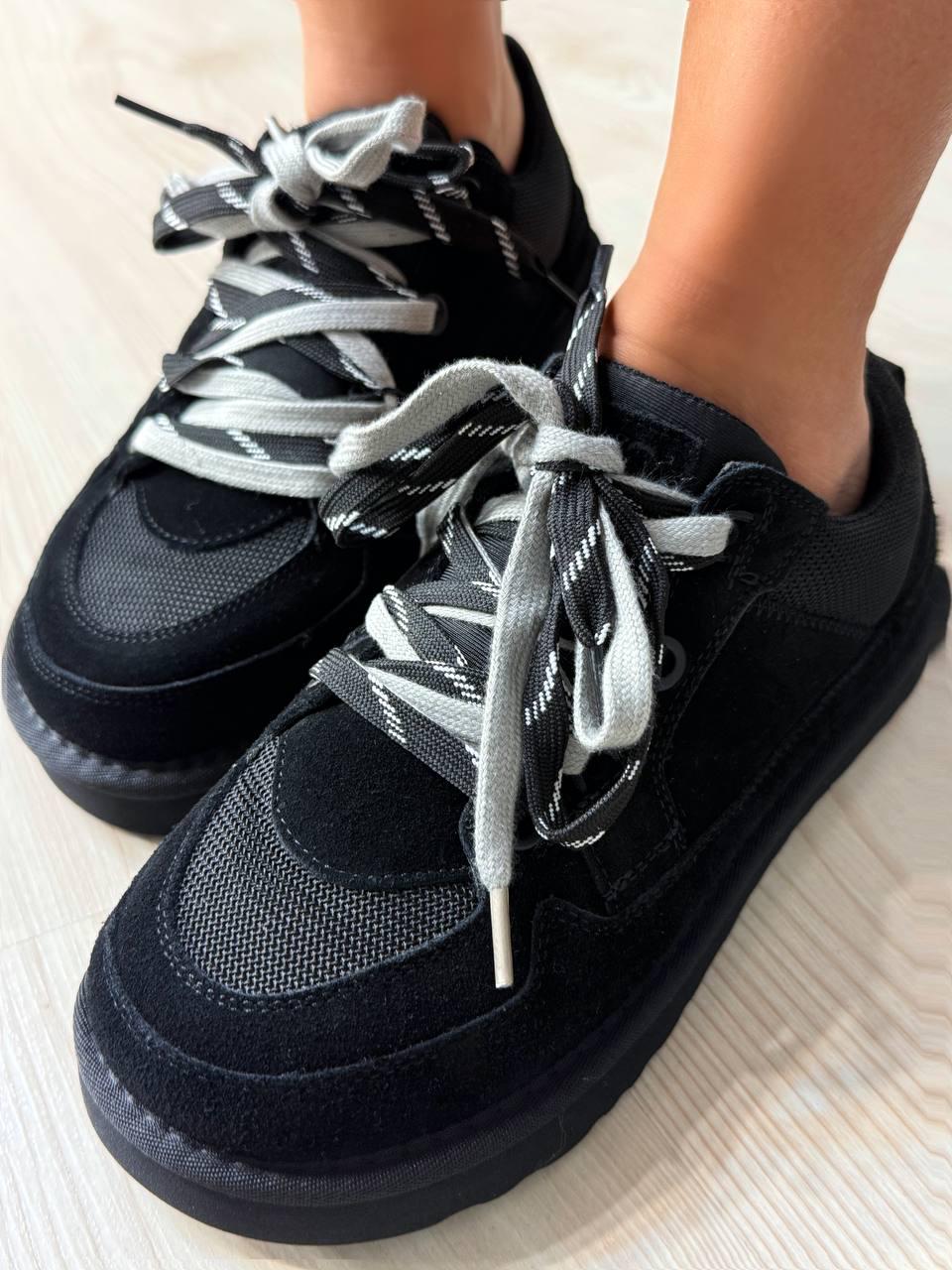 Кроссовки женские Hengji 1517-1 замшевые с двойной шнуровкой угги р. 39 25 см Черный