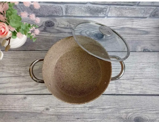 Каструля з кришкою OMS з антипригарним покриттям для газу і індукціі 5 л Бежевий (3116-5беж) - фото 4 Каструля з кришкою OMS з антипригарним покриттям для газу і індукціі 5 л Бежевий (3116-5беж) - фото 4