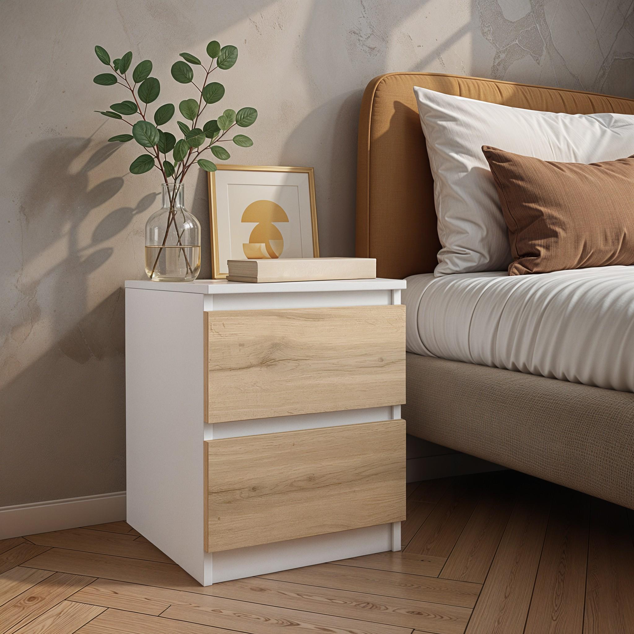 Тумба приліжкова FT-225 400х400х530 мм Білий/Дуб Аппалачі - фото 1