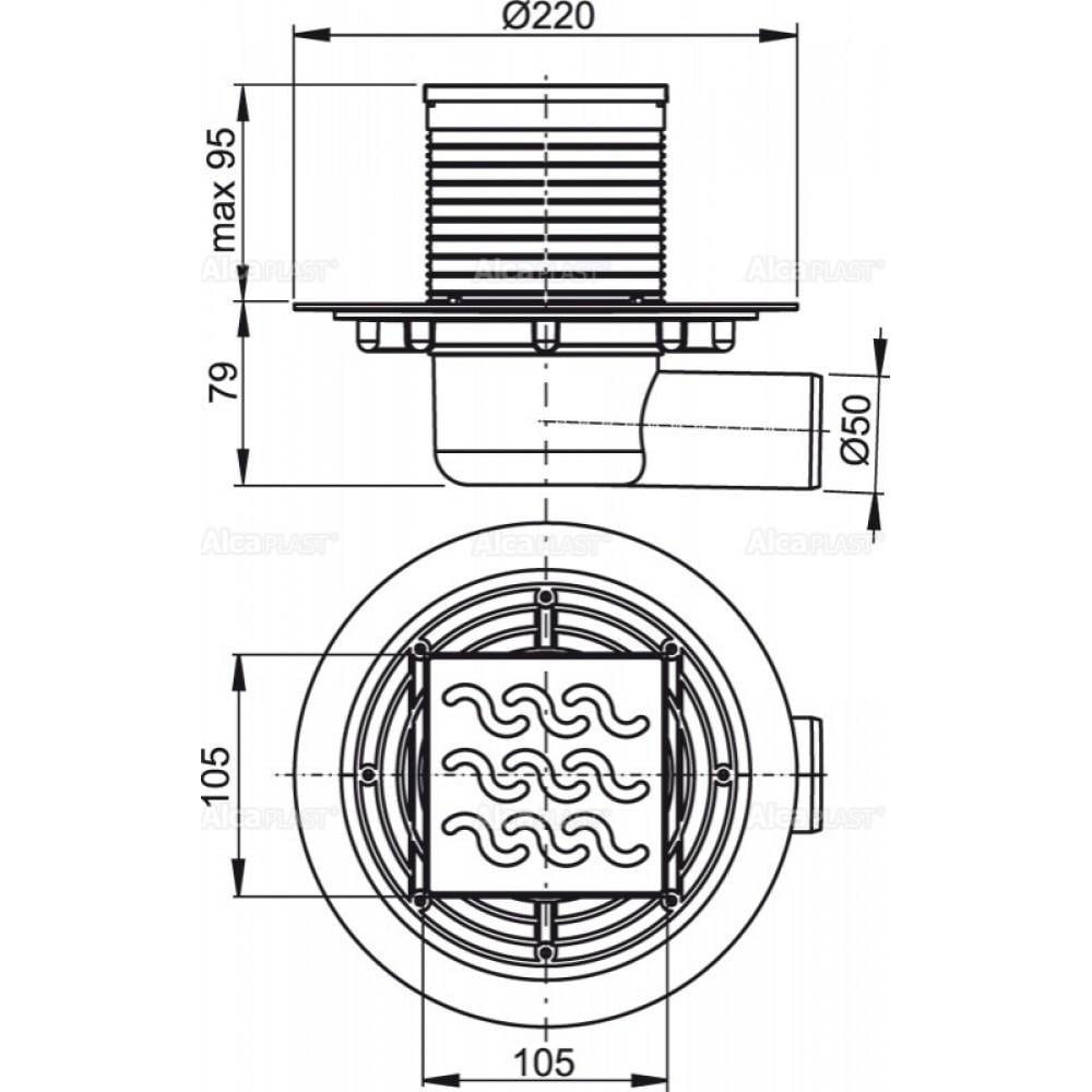 Трап для душа Alca Plast APV102 105x105 мм (86363) - фото 2