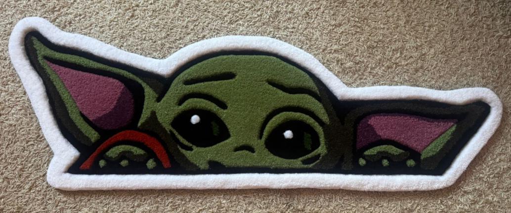 Ковер Малыш Йода Грогу ручная работа гипоаллергенный 115x39 см Зеленый (31588295)