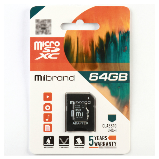 Карта пам'яті microSDHC Mibrand 64 Gb Class 10 UHS-I SD-адаптер (MICDXU1/64Gb-A)