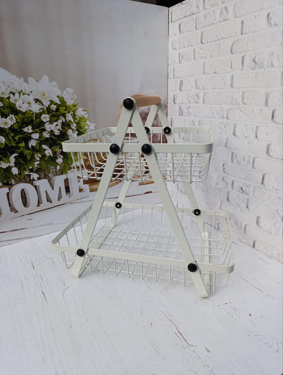 Корзина для фруктов Pin Family металлическая 2-ярусная 30,4х21,5х30,5 см Белый (24588271)
