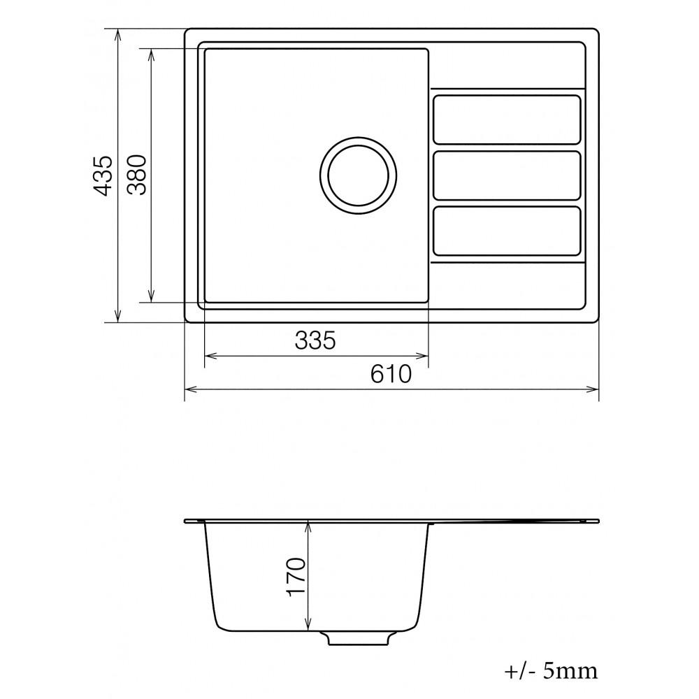 Кухонная мойка VANKOR Easy EMP 02.62 с сифоном Gray - фото 2