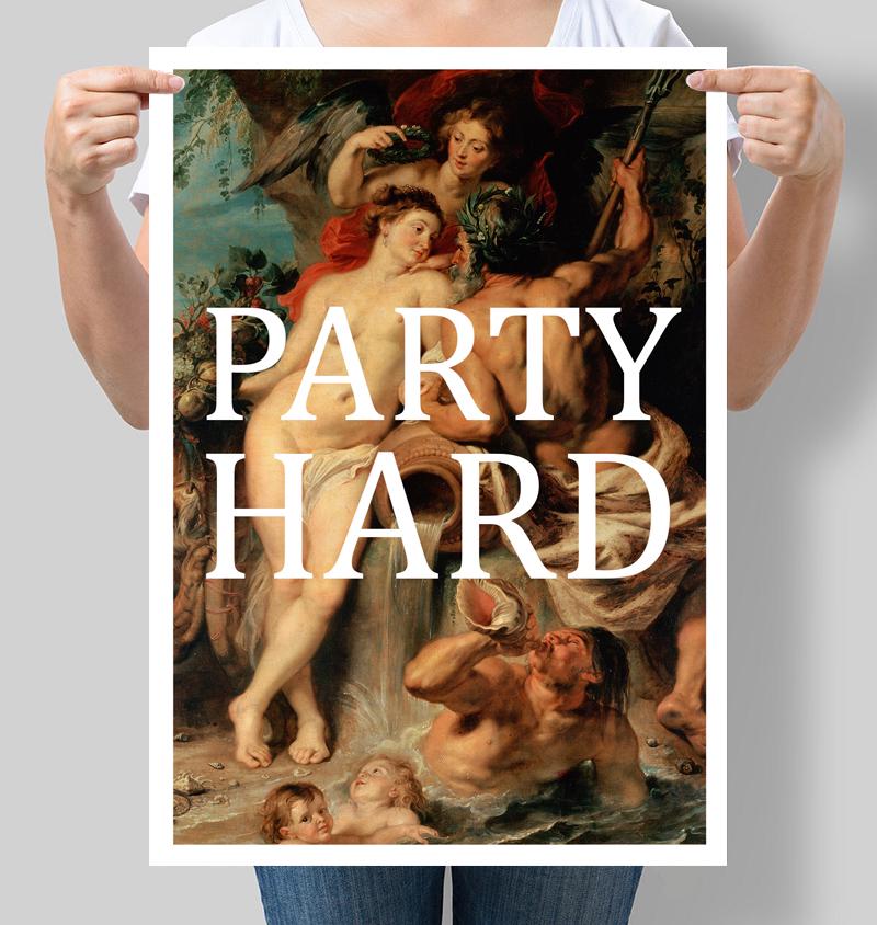 Постер "Party hard" 42х60 см (М072)