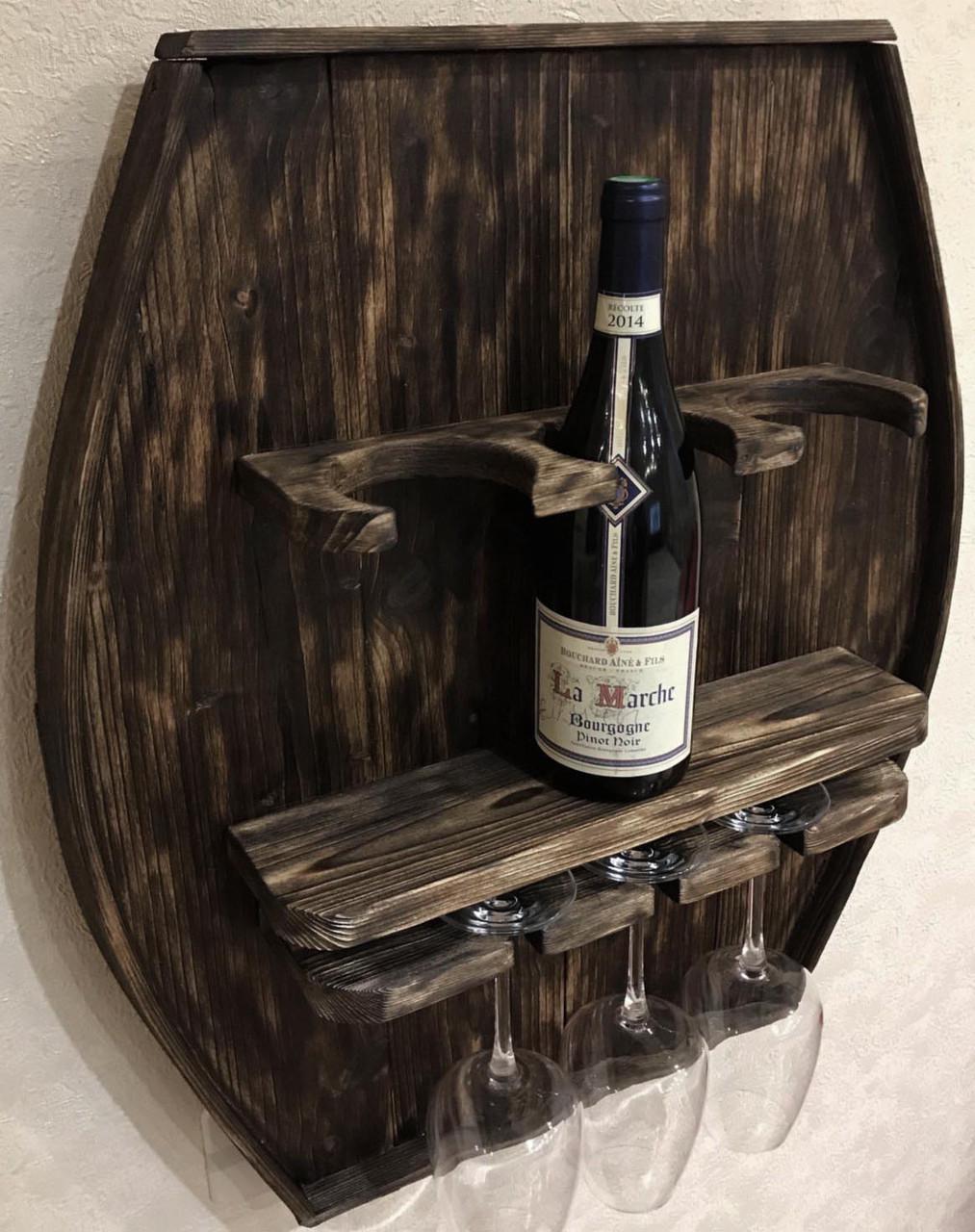 Полка для вина настенная из дерева Катомбе Мокко (ПНК-010110)