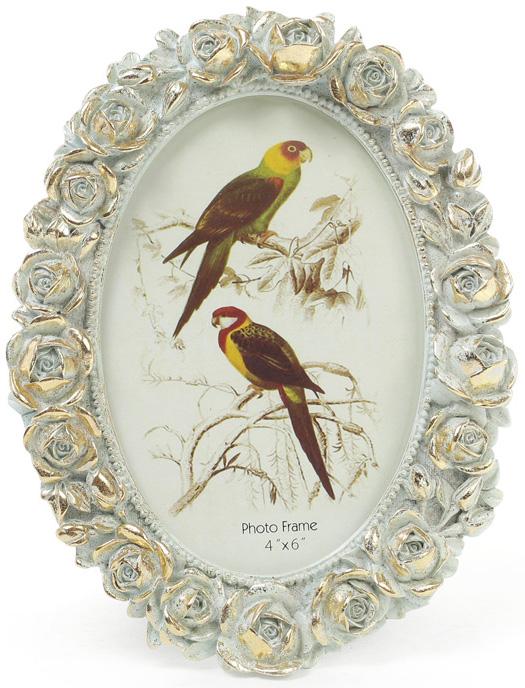 Фоторамка Tudor Розы овальная для фото 10х15 см Мята с золотом (BD-450-135)