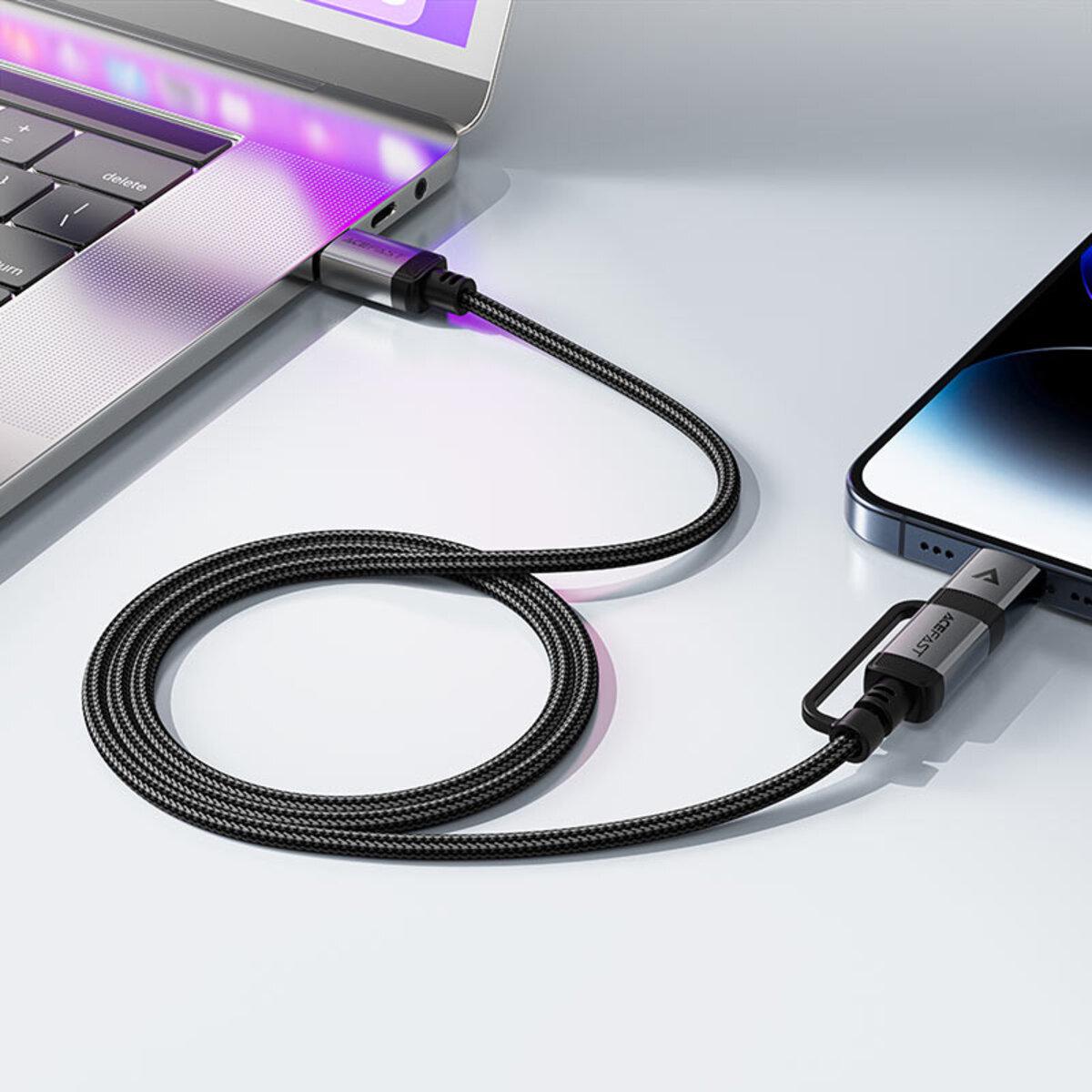 Кабель C20-01 USB-C to USB-C Lightning 60W 1,2 м Black (26712799) - фото 4