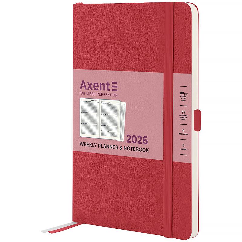 Еженедельник датирован на 2026 год Axent Partner Soft Skin 125х195 мм Красный (8509-26-06) Еженедельник датирован на 2026 год Axent Partner Soft Skin 125х195 мм Красный (8509-26-06)