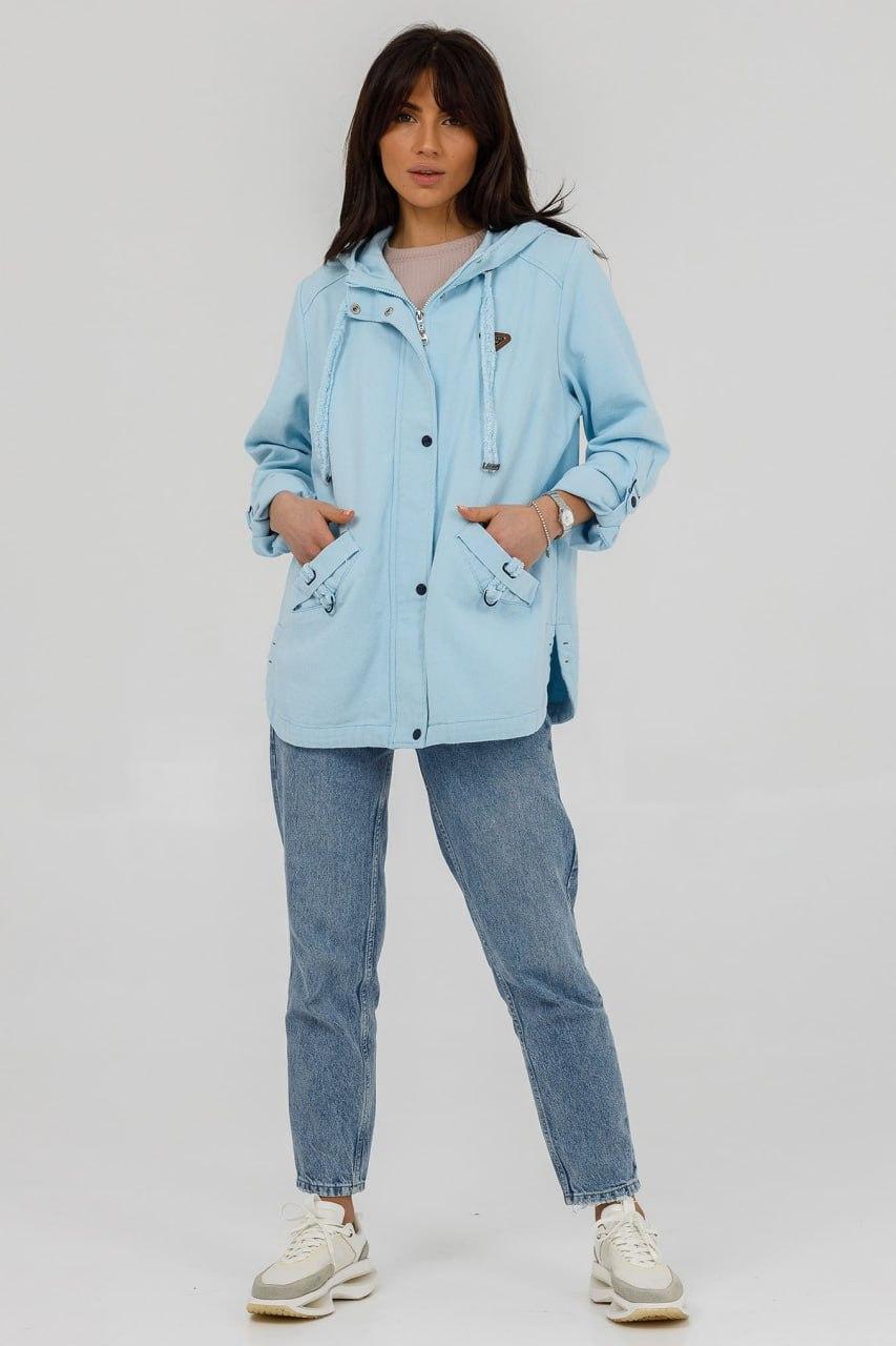 Куртка джинсова жіноча з капюшоном 3XL Блакитний (546-FCb/3XL) Куртка джинсова жіноча з капюшоном 3XL Блакитний (546-FCb/3XL)