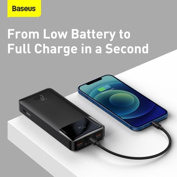 Повербанк Baseus Bipow Digital Display 20000 mAh 20W 3A с технологией QC3.0+PD3.0 2USB/Type-C/кабель USB to Micro USB Черный - фото 11