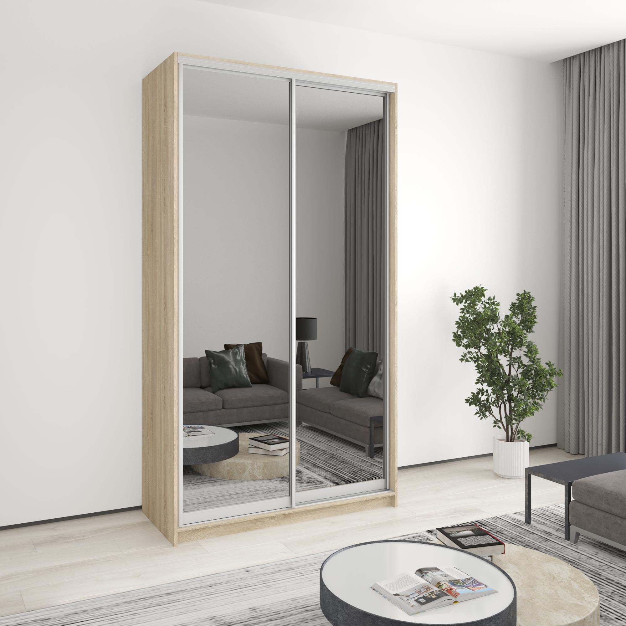 Шкаф-купе двухдверный MebelStar стандарт AL 2 зеркала 130x60x240 см Дуб сонома (MBS-3873)