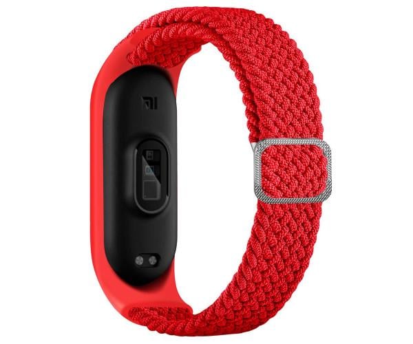 Ремешок Nylon для Xiaomi Mi Band 3/4/5/6/7 Elastic adjustment Red
