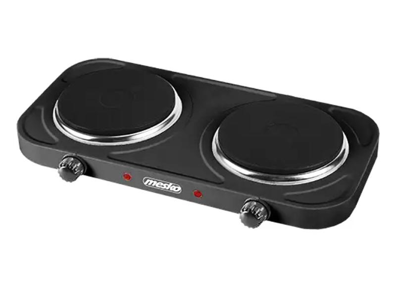 Плита электрическая настольная Mesko MS 6509 переносная на 2 конфорки 15,5 см 2000 Вт Черный