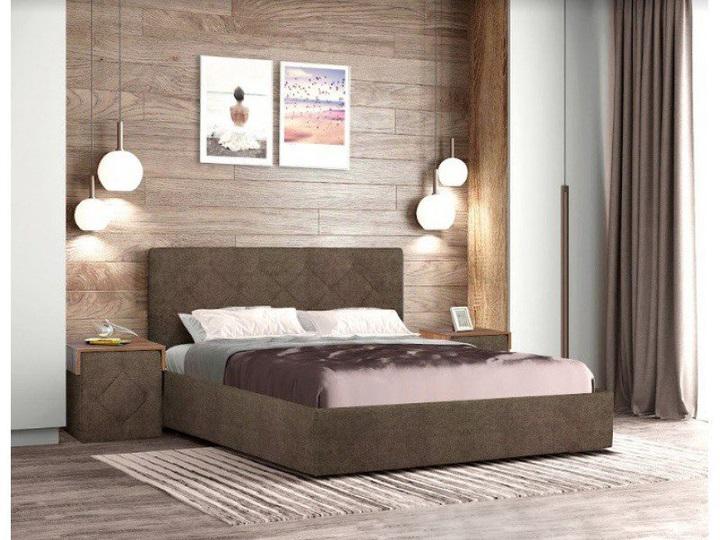 Кровать двуспальная Modern Аура с мягким изголовьем ДСП/велюр Канна 22 160x200 см Коричневый (41296)