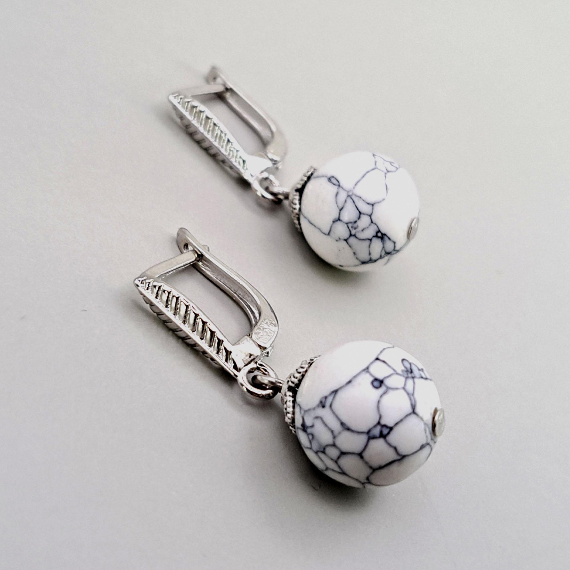 Серьги DARSANA Капля из натурального камня кахолонг (DRSU005267)