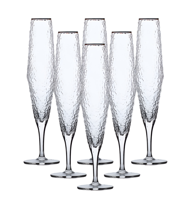 Набір келихів для шампанського Stunning фактурних 6 шт. по 250 мл Прозорий - фото 1 Набір келихів для шампанського Stunning фактурних 6 шт. по 250 мл Прозорий - фото 1