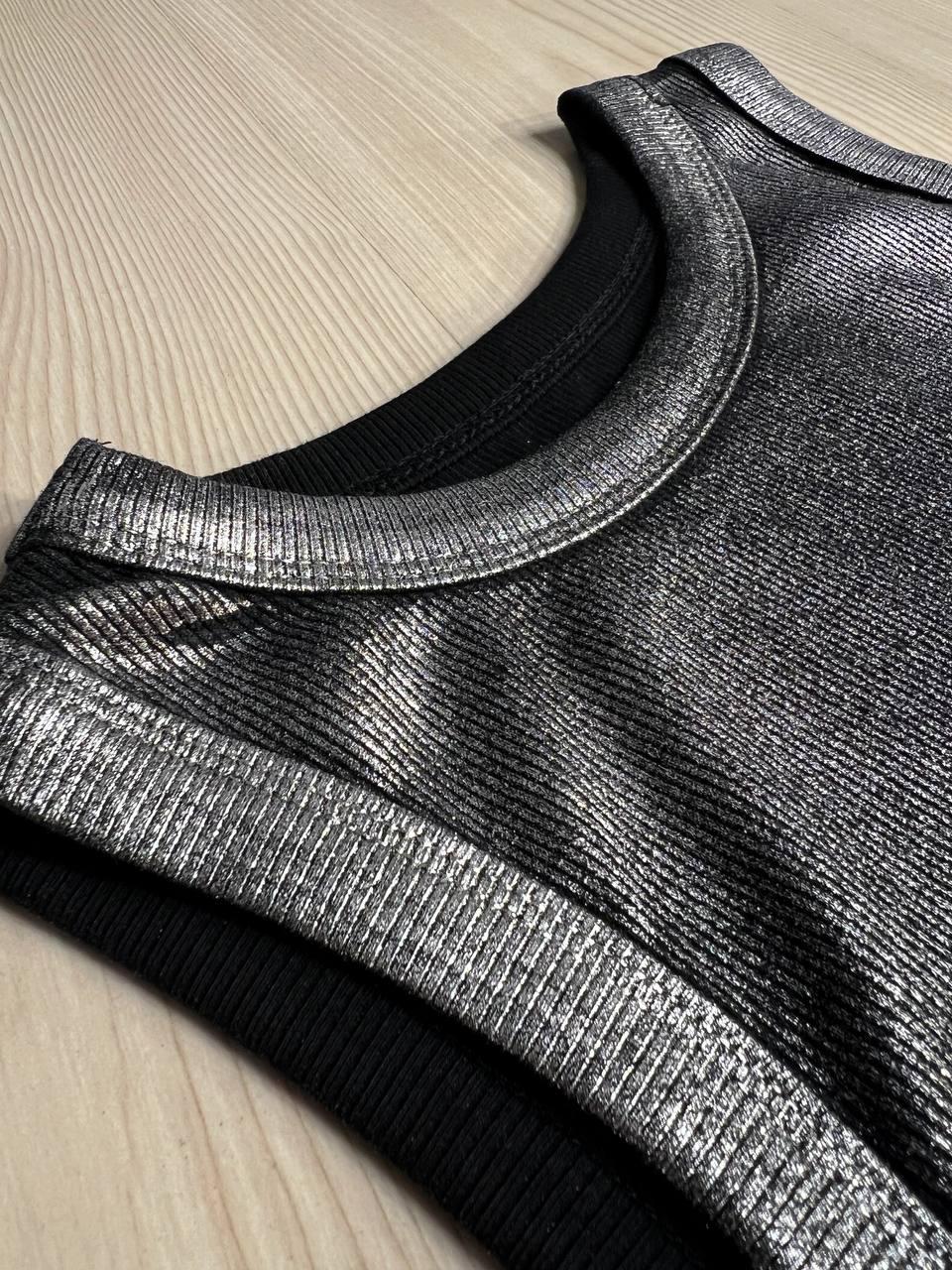 Майка женская A-N 332 базовая рубчик накат краска OS Черный (1971) - фото 2 Майка женская A-N 332 базовая рубчик накат краска OS Черный (1971) - фото 2