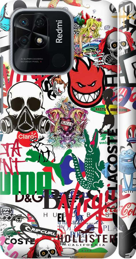 Чехол на Xiaomi Redmi 10C Many different logos (4022m-2591-42517)