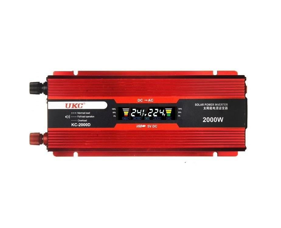 Преобразователь напряжения UKC 24-220 V 2000 W с LCD дисплеем