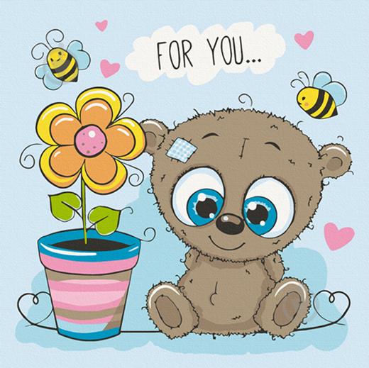 Картина по номерам Art Craft Медвеженок с цветочком 30x30 см (15513-AC)