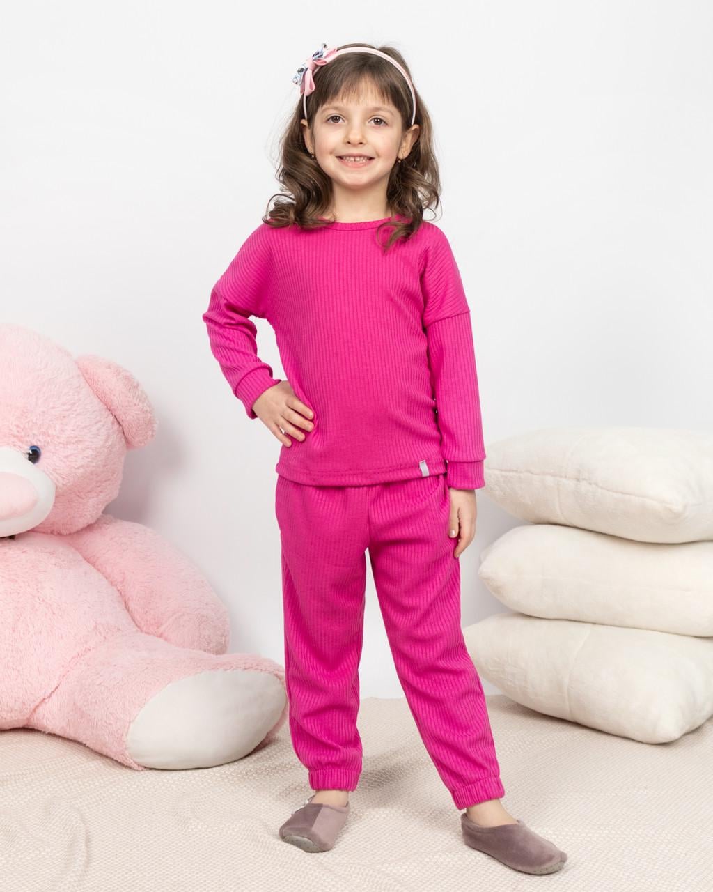 Пижама детская домашняя домашняя рубчик кофта со штанами Розовый (2091270496)